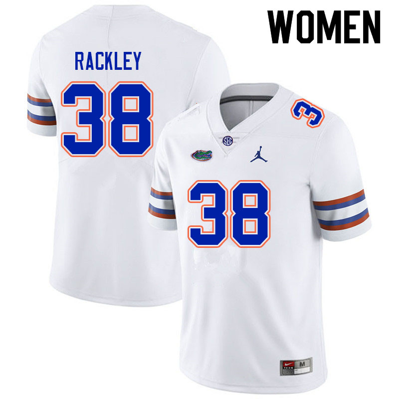 Women #38 Cahron Rackley Florida Gators College Football Jerseys Sale-White